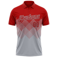 Загрузить изображение в средство просмотра галереи, Custom Red Gray 3D Gradient Square Shape Performance Polo Shirt