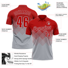 Загрузить изображение в средство просмотра галереи, Custom Red Gray 3D Gradient Square Shape Performance Polo Shirt