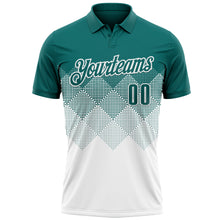Загрузить изображение в средство просмотра галереи, Custom Teal White 3D Gradient Square Shape Performance Polo Shirt