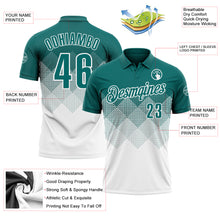 Загрузить изображение в средство просмотра галереи, Custom Teal White 3D Gradient Square Shape Performance Polo Shirt