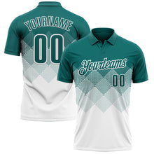 Загрузить изображение в средство просмотра галереи, Custom Teal White 3D Gradient Square Shape Performance Polo Shirt