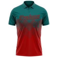 Загрузить изображение в средство просмотра галереи, Custom Teal Red 3D Gradient Square Shape Performance Polo Shirt