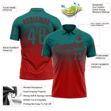 Загрузить изображение в средство просмотра галереи, Custom Teal Red 3D Gradient Square Shape Performance Polo Shirt