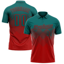 Загрузить изображение в средство просмотра галереи, Custom Teal Red 3D Gradient Square Shape Performance Polo Shirt