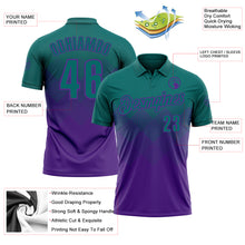 Charger l'image dans la galerie, Custom Teal Purple 3D Gradient Square Shape Performance Polo Shirt