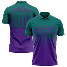Charger l'image dans la galerie, Custom Teal Purple 3D Gradient Square Shape Performance Polo Shirt