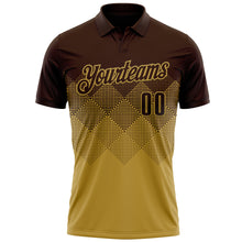 Загрузить изображение в средство просмотра галереи, Custom Brown Old Gold 3D Gradient Square Shape Performance Polo Shirt