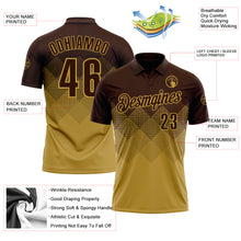 Загрузить изображение в средство просмотра галереи, Custom Brown Old Gold 3D Gradient Square Shape Performance Polo Shirt