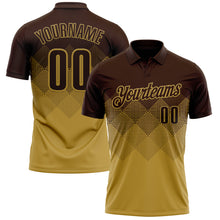Загрузить изображение в средство просмотра галереи, Custom Brown Old Gold 3D Gradient Square Shape Performance Polo Shirt