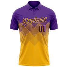 Laden Sie das Bild in den Galerie-Viewer, Custom Purple Gold 3D Gradient Square Shape Performance Polo Shirt
