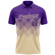 Charger l'image dans la galerie, Custom Purple Cream 3D Gradient Square Shape Performance Polo Shirt