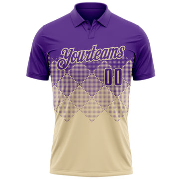 Custom Purple Cream 3D Gradient Square Shape Performance Polo Shirt