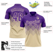 Charger l'image dans la galerie, Custom Purple Cream 3D Gradient Square Shape Performance Polo Shirt