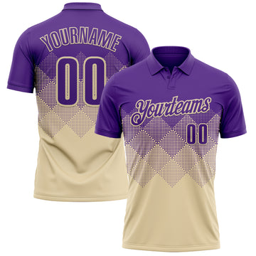 Custom Purple Cream 3D Gradient Square Shape Performance Polo Shirt