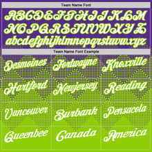 Charger l'image dans la galerie, Custom Purple White-Neon Green 3D Gradient Square Shape Performance Polo Shirt