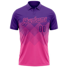 Laden Sie das Bild in den Galerie-Viewer, Custom Purple Pink 3D Gradient Square Shape Performance Polo Shirt