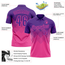 Laden Sie das Bild in den Galerie-Viewer, Custom Purple Pink 3D Gradient Square Shape Performance Polo Shirt