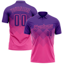 Laden Sie das Bild in den Galerie-Viewer, Custom Purple Pink 3D Gradient Square Shape Performance Polo Shirt