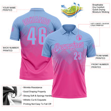 Load image into Gallery viewer, Custom Light Blue Pink 3D Gradient Square Shape Performance Polo Shirt