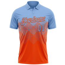 Load image into Gallery viewer, Custom Light Blue Orange 3D Gradient Square Shape Performance Polo Shirt