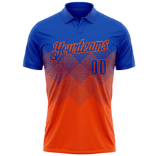 Charger l'image dans la galerie, Custom Thunder Blue Orange 3D Gradient Square Shape Performance Polo Shirt