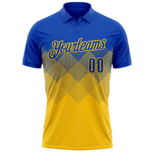 Charger l'image dans la galerie, Custom Thunder Blue Yellow 3D Gradient Square Shape Performance Polo Shirt