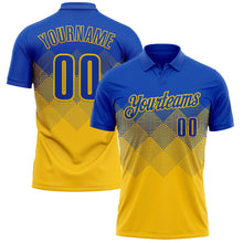 Charger l'image dans la galerie, Custom Thunder Blue Yellow 3D Gradient Square Shape Performance Polo Shirt