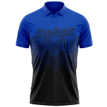 Загрузить изображение в средство просмотра галереи, Custom Thunder Blue Black 3D Gradient Square Shape Performance Polo Shirt