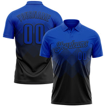 Загрузить изображение в средство просмотра галереи, Custom Thunder Blue Black 3D Gradient Square Shape Performance Polo Shirt