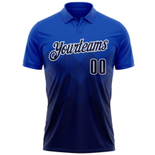 Загрузить изображение в средство просмотра галереи, Custom Thunder Blue Navy-White 3D Gradient Square Shape Performance Polo Shirt