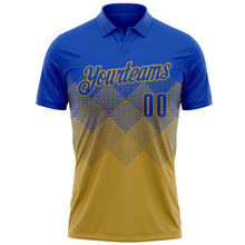 Charger l'image dans la galerie, Custom Thunder Blue Old Gold 3D Gradient Square Shape Performance Polo Shirt