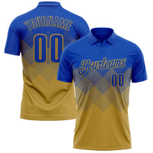 Charger l'image dans la galerie, Custom Thunder Blue Old Gold 3D Gradient Square Shape Performance Polo Shirt