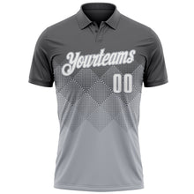 Загрузить изображение в средство просмотра галереи, Custom Steel Gray White-Gray 3D Gradient Square Shape Performance Polo Shirt