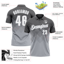 Загрузить изображение в средство просмотра галереи, Custom Steel Gray White-Gray 3D Gradient Square Shape Performance Polo Shirt