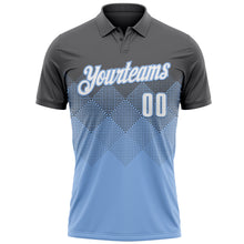 Загрузить изображение в средство просмотра галереи, Custom Steel Gray White-Light Blue 3D Gradient Square Shape Performance Polo Shirt