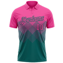 Загрузить изображение в средство просмотра галереи, Custom Pink Teal 3D Gradient Square Shape Performance Polo Shirt