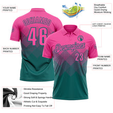 Загрузить изображение в средство просмотра галереи, Custom Pink Teal 3D Gradient Square Shape Performance Polo Shirt