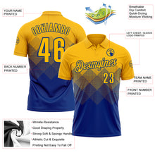 Load image into Gallery viewer, Custom Gold Royal 3D Gradient Square Shape Performance Polo Shirt
