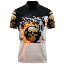 Charger l'image dans la galerie, Custom Black White 3D Flame Skull Bowling Performance Polo Shirt