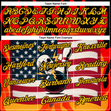 Load image into Gallery viewer, Custom Red Gold-Black 3D American Flag Skull Bowling Performance Polo Shirt