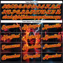 Charger l'image dans la galerie, Custom Black Red-Yellow 3D Flame Lightning Skull Bowling Performance Polo Shirt