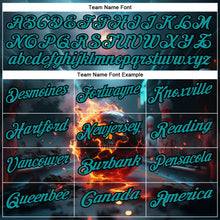 Загрузить изображение в средство просмотра галереи, Custom Blue Teal-Black 3D Flame Skull Bowling Performance Polo Shirt