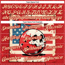 Load image into Gallery viewer, Custom Red Cream 3D Retro American Flag Skull Bowling Performance Polo Shirt
