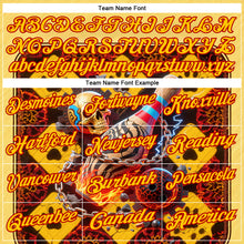Load image into Gallery viewer, Custom Gold Yellow-Red 3D Flame Skull Bowling Performance Polo Shirt