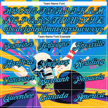 Load image into Gallery viewer, Custom Gold Sky Blue-Black 3D Splash Skull Bowling Performance Polo Shirt