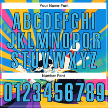 Load image into Gallery viewer, Custom Gold Sky Blue-Black 3D Splash Skull Bowling Performance Polo Shirt