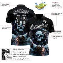 Загрузить изображение в средство просмотра галереи, Custom Black White 3D Galaxy Leopard Print Skull Bowling Performance Polo Shirt