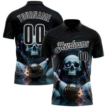 Загрузить изображение в средство просмотра галереи, Custom Black White 3D Galaxy Leopard Print Skull Bowling Performance Polo Shirt