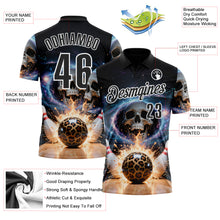 Load image into Gallery viewer, Custom Black White 3D Galaxy Splash Leopard Print Skull Bowling Performance Polo Shirt