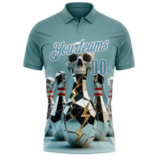 Laden Sie das Bild in den Galerie-Viewer, Custom Shadow Blue White 3D Shattered Mirror Skull Bowling Performance Polo Shirt